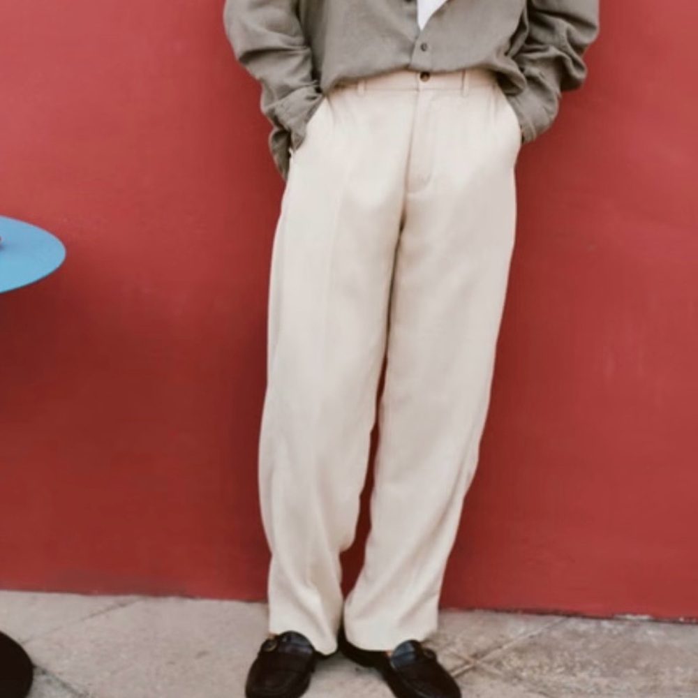 Abercrombie & Fitch Men's Cream Linen Pants